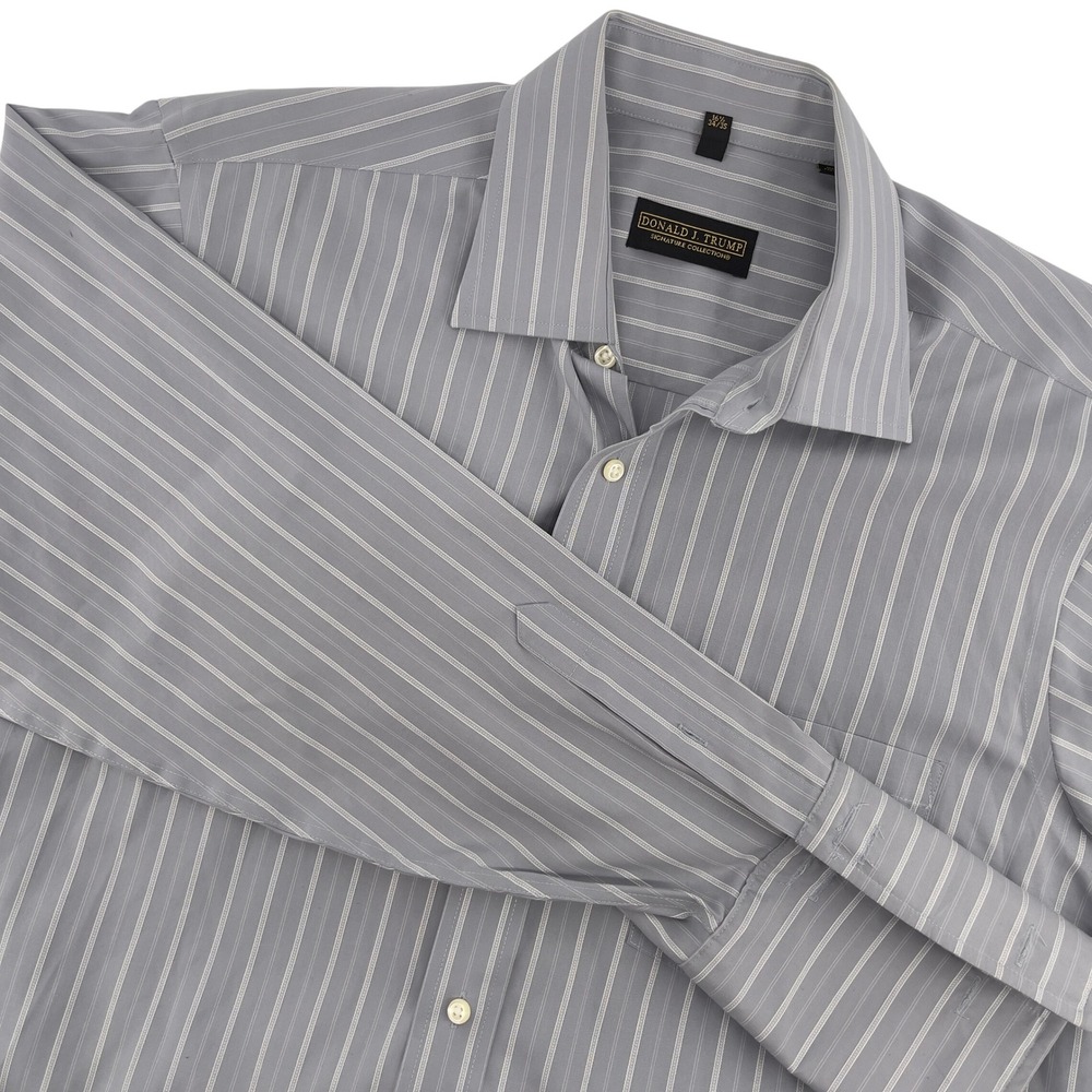 Donald J Trump Signature Collection Men's‎ Gray Striped Dress Shirt